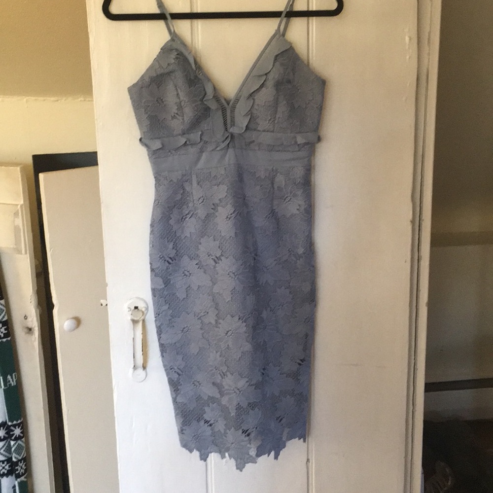 Bardot cocktail dress - slate blue, size 4/XS
